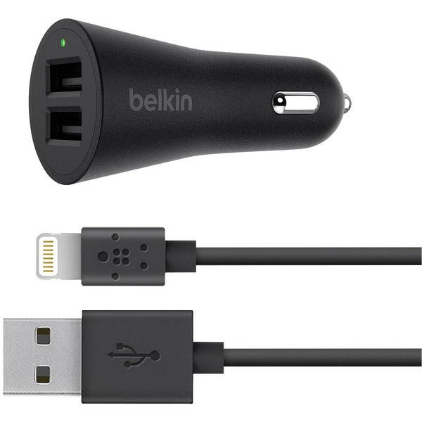BOOST?UP(TM) 2-Port Car Charger with MIXIT?(TM) 4ft USB-A to Lightning(R) Cable