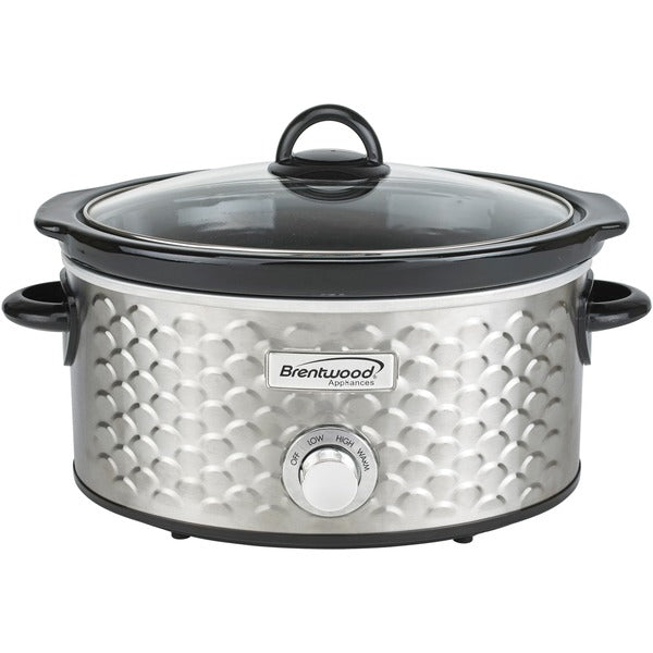 4.5-Quart Scallop Pattern Slow Cooker (Stainless Steel)
