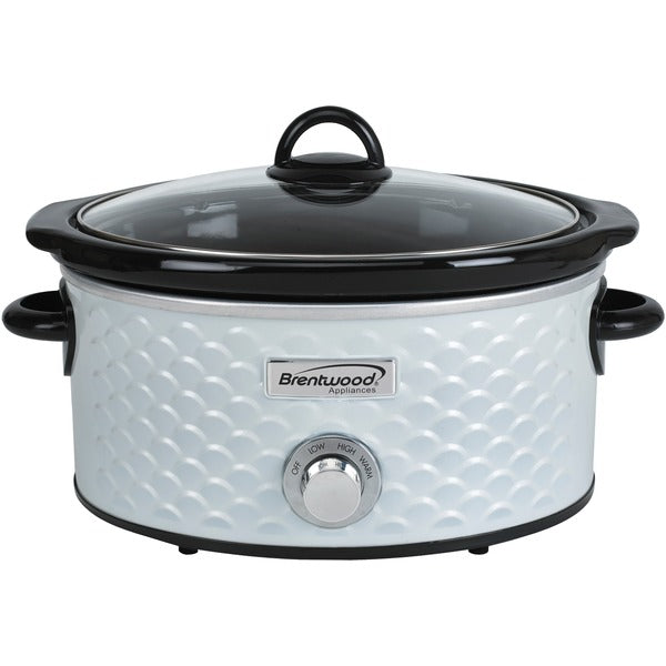 4.5-Quart Scallop Pattern Slow Cooker (White)
