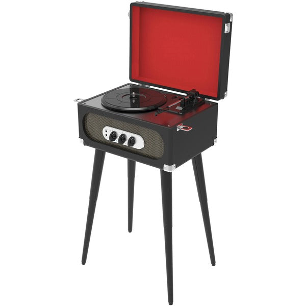 Bluetooth(R) Retro Turntable with Stand & FM Radio (Black)