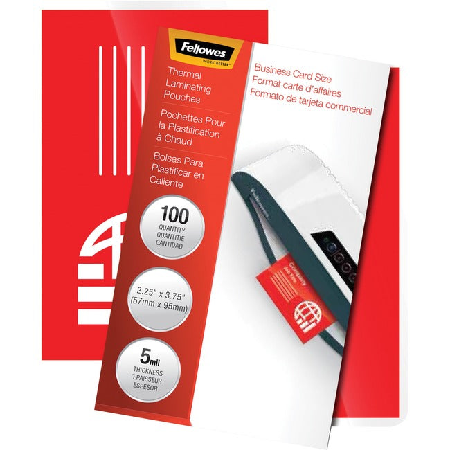 Fellowes Glossy Pouches - Business Card, 5 mil, 100 pack