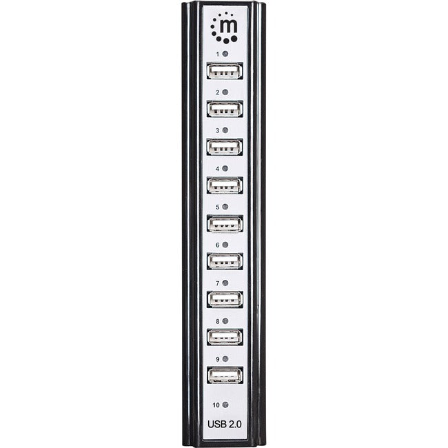 Manhattan 10-Port Hi-Speed USB 2.0 Desktop Hub, AC or Bus Power