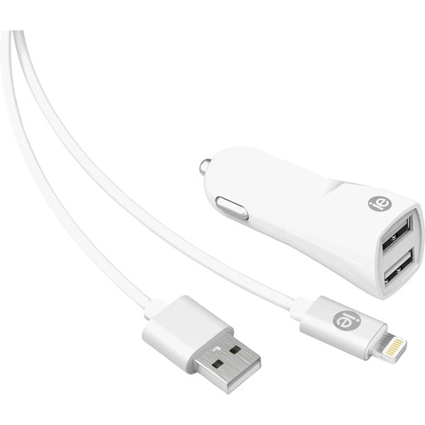 2.4-Amp Dual-USB Car Charger with USB-A Lightning(R) Cable, 4ft