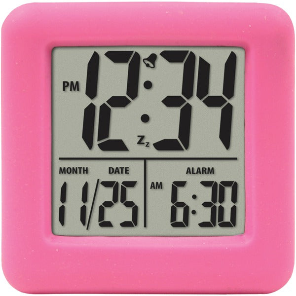 Soft Cube LCD Alarm Clock (Pink)