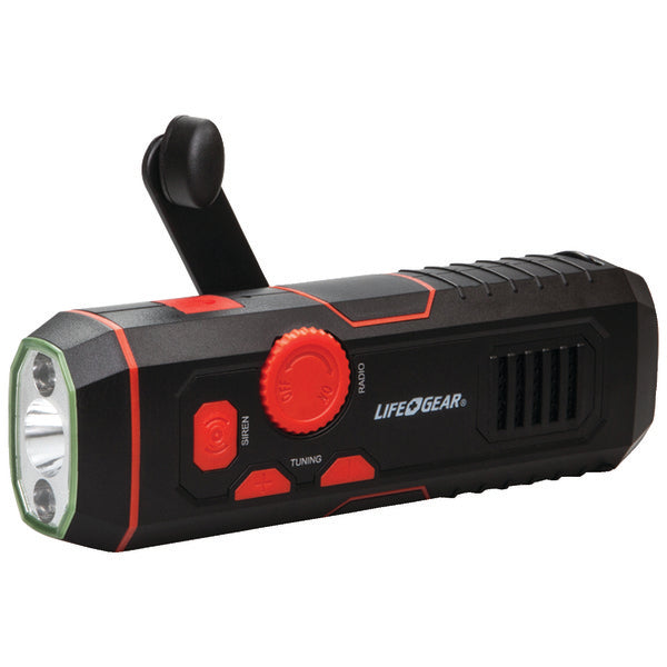 120-Lumen Stormproof USB Crank Flashlight & Radio