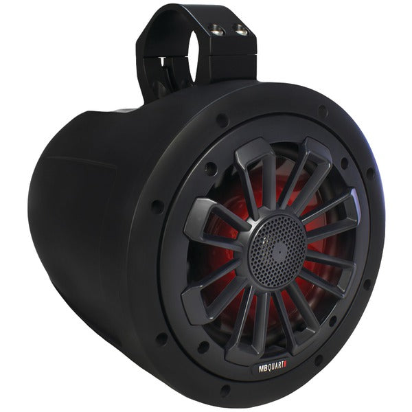 Nautic Series 2-Way Wake Tower Speaker with Matte Black Finish & Mounting Hardware (6.5", 120 Watts, With LED Illumination)