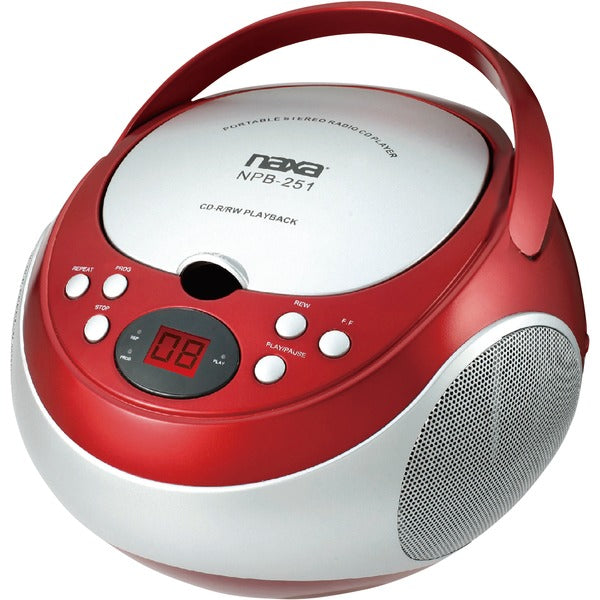 Portable CD Player with AM-FM Radio (Red)