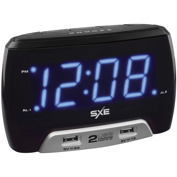 Digital Alarm Clock with 2 USB Fast-Charging Ports