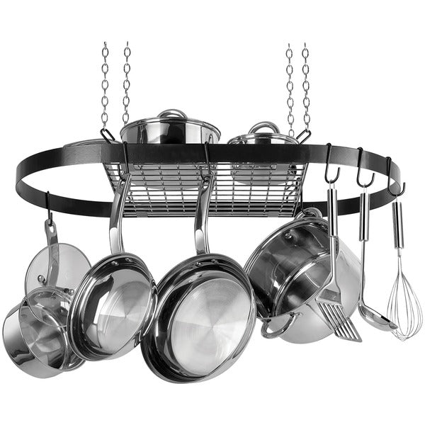 Oval Hanging Pot Rack (Black Enamel)