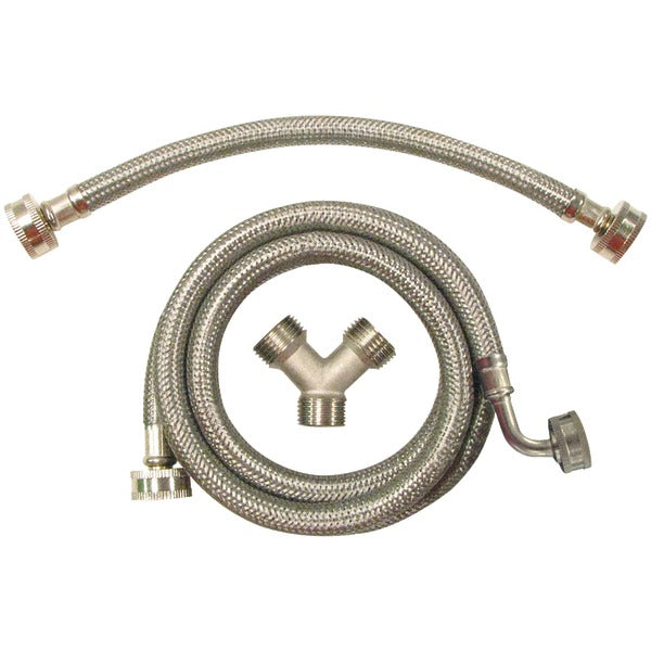 Braided Stainless Steel Steam Dryer Installation Kit with Elbow, 5ft