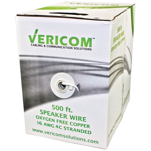 16-Gauge 4-Conductor 65-Strand Oxygen-Free Speaker Wire, 500ft