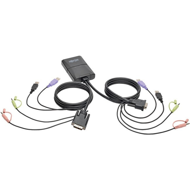 Tripp Lite 2-Port USB-DVI Cable KVM Switch with Audio, Cables and USB Peripheral Sharing