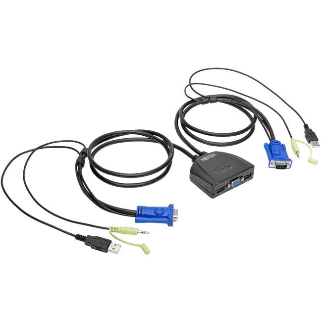 Tripp Lite 2-Port USB-VGA Cable KVM Switch with Audio, Cables and USB Peripheral Sharing