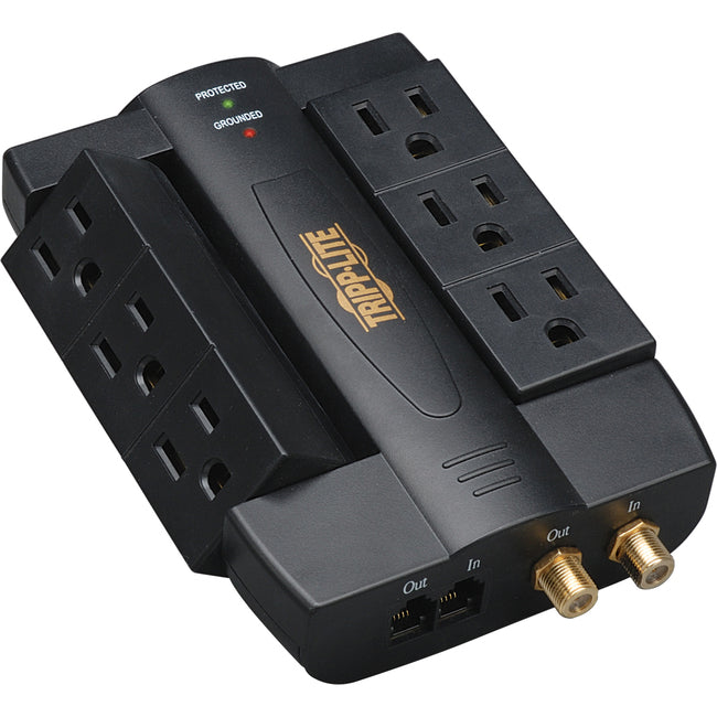 Tripp Lite Home Theater Surge Wallmount Direct Plug Swivel RJ11 Coax