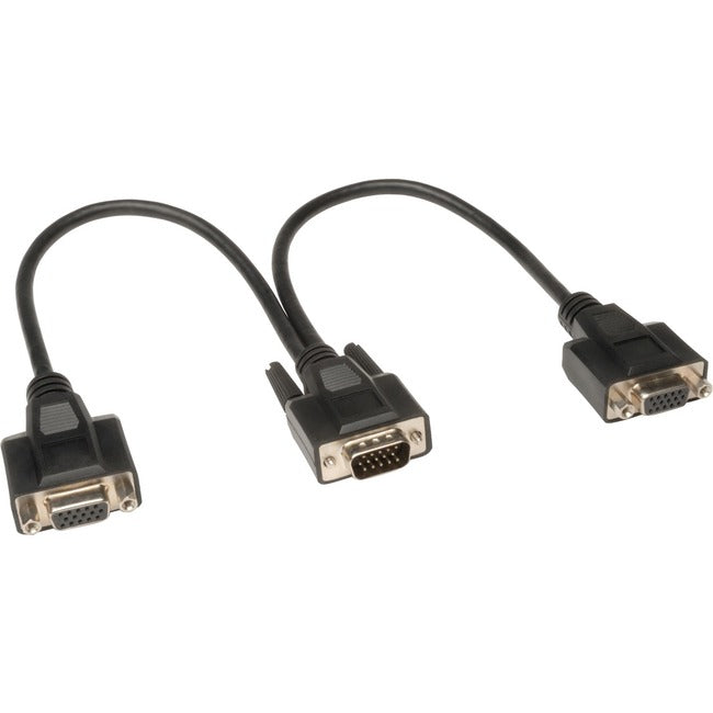 Tripp Lite 1ft VGA Monitor Y Splitter Cable High Resolution HD15 M-2xF 1'