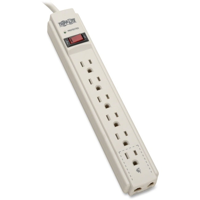 Tripp Lite Surge Protector Power Strip 120V 6 Outlet RJ11 4' Cord 790 Joule