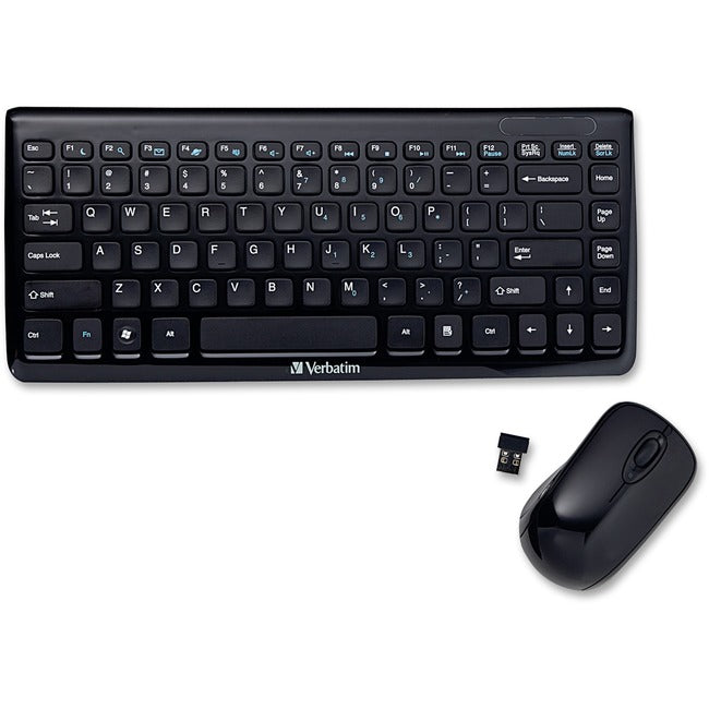 Verbatim Wireless Mini Slim Keyboard and Optical Mouse - Black