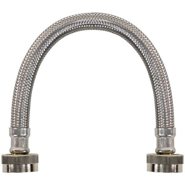 Braided Stainless Steel Water-Inlet Hose, 1ft