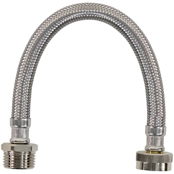 Braided Stainless Steel Water-Inlet Hose, 1ft