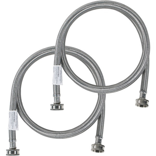 2 pk Braided Stainless Steel Washing Machine Hoses, 5ft