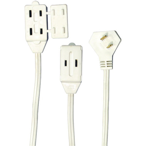2-Prong 3-Outlet Wall Hugger Indoor Extension Cord, 6ft