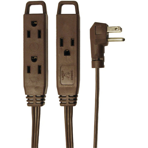 3-Outlet Brown Wall-Hugger Indoor Grounded Extension Cord, 8ft
