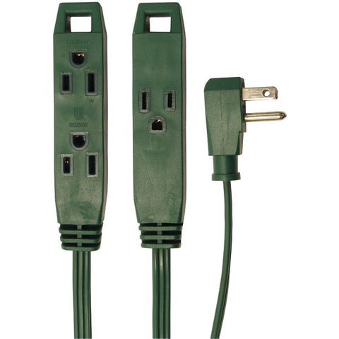 3-Outlet Green Wall-Hugger Indoor Grounded Extension Cord, 8ft