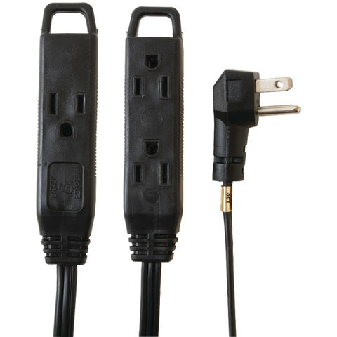 3-Outlet Black Wall-Hugger Indoor Grounded Extension Cord, 8ft