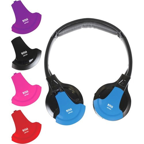 BOSS AUDIO HP34C Interchangeable Accent Caps come in Black, Red, Blue, Purple, and Pink