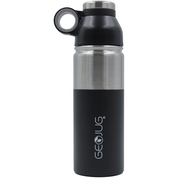 GeoJug 18-Ounce Stainless Steel Vacuum-Insulated Water Bottle (Black)