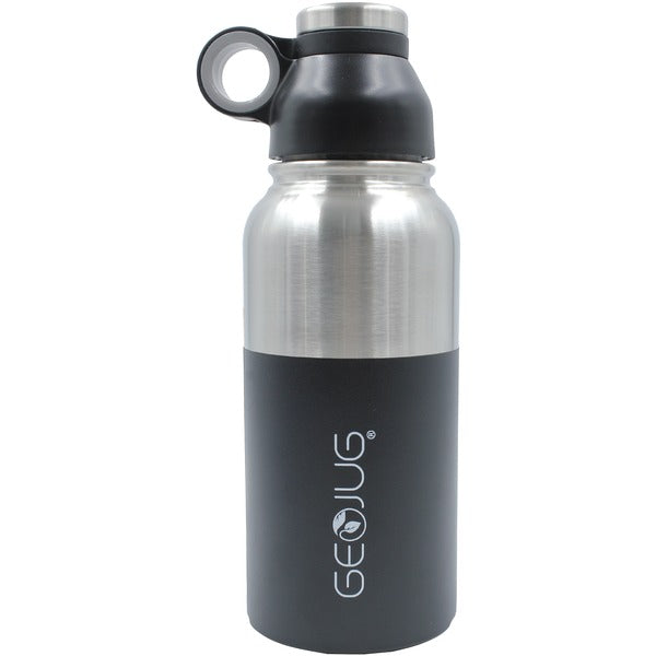 GeoJug 32-Ounce Stainless Steel Vacuum-Insulated Water Bottle (Black)