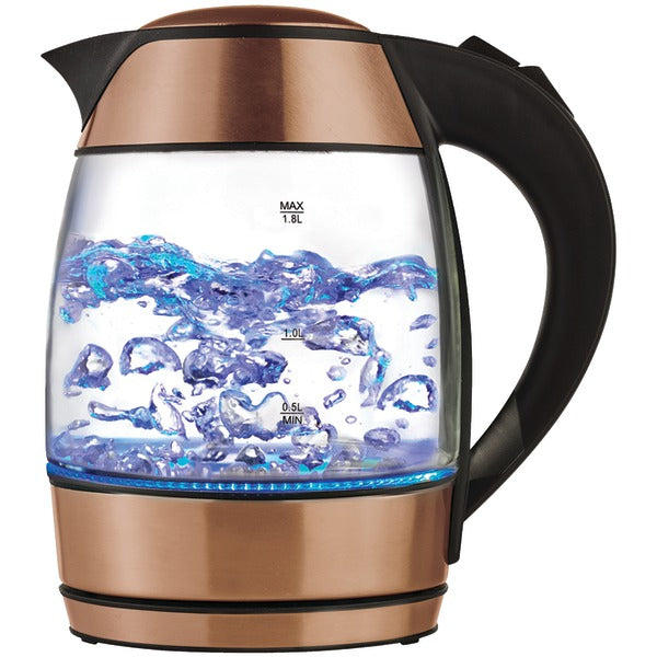 1.8-Liter Cordless Glass Electric Kettle with Tea Infuser (Rose Gold)