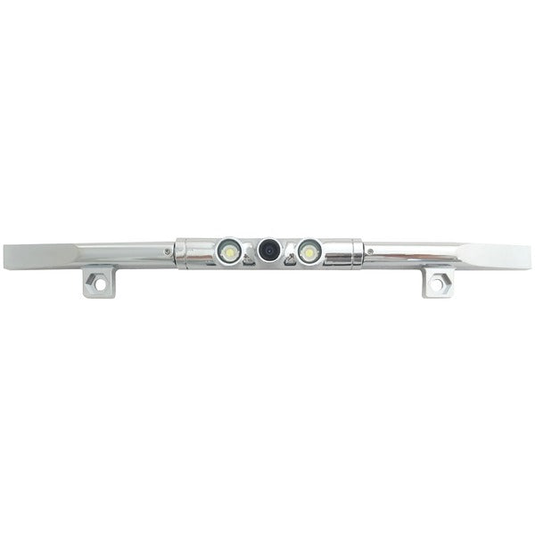 Ultra-Slim Bar-Type License-Plate Camera with LED Lights and Trajectory Parking Lines (Chrome)