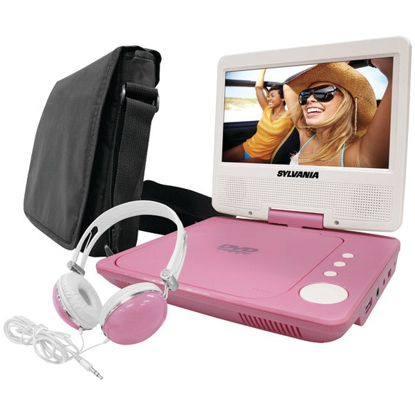 7" Swivel-Screen Portable DVD Player Bundle (Pink)