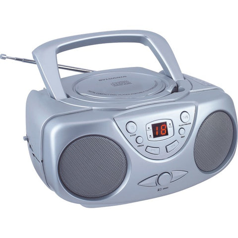 Portable CD Boom Box with AM-FM Radio (Silver)