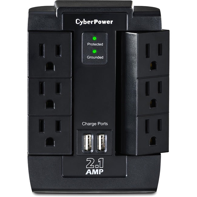 CyberPower CSP600WSU Professional 6 Swivel Outlets Surge with 1200J, 2-2.1A USB & Wall Tap - Plain Brown Boxes