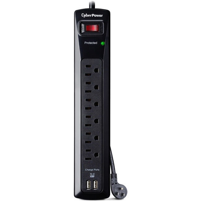 CyberPower CSP604U Professional 6-Outlets Surge with 1200J, 2-2.1A USB and 4FT Cord - Plain Brown Boxes