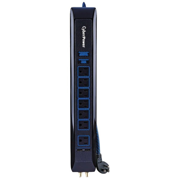 HT705UC Premium Surge-Protector 7-Outlet Power Strip with 2 USB Ports, 5-Foot Braided Cord