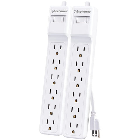 MP1073SS 2-Pack of Essential Surge-Protector 6-Outlet Power Strips, 2-Foot Cord
