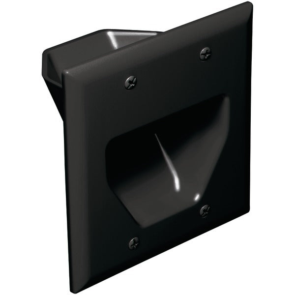 2-Gang Recessed Cable Plate (Black)
