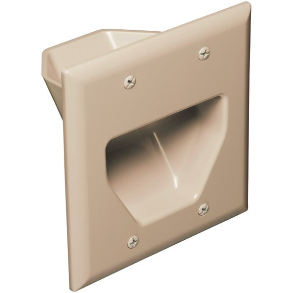 2-Gang Recessed Cable Plate (Ivory)
