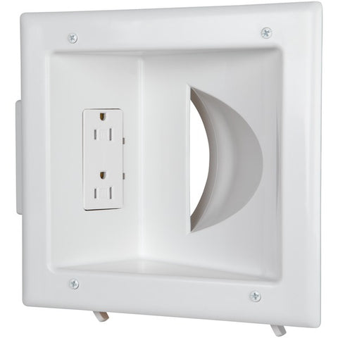 Recessed Low-Voltage Media Plate with Duplex Receptacle
