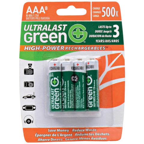 Green High-Power Rechargeables AAA NiMH Rechargeable Batteries (8 pk)