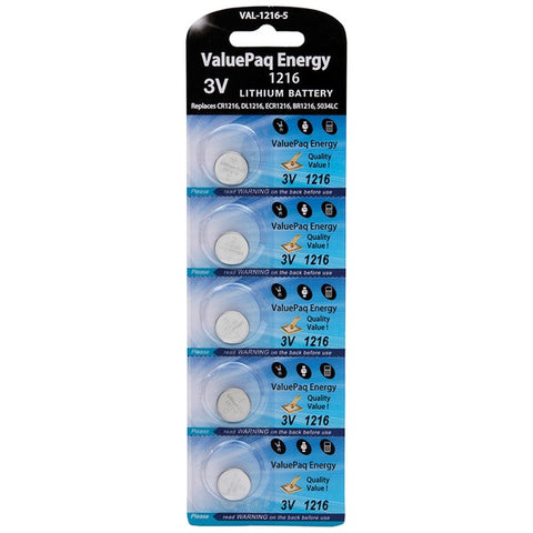 ValuePaq Energy 1216 Lithium Coin Cell Batteries, 5 pk
