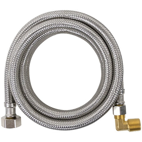 Braided Stainless Steel Dishwasher Connector with Elbow, 4ft