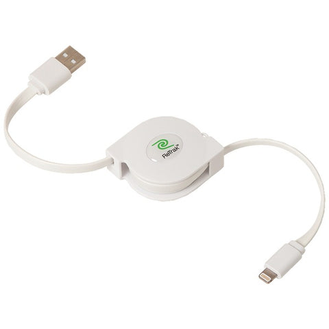 Retractable Charge & Sync USB Cable with Lightning(R) Connector, 3ft (White)