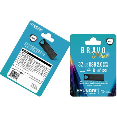 Hyundai Bravo Deluxe BLACK Keychain USB 2.0 Flash Drive 32GB Metal