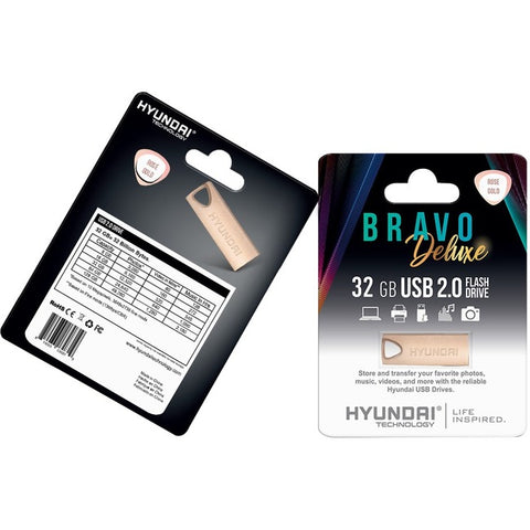 Hyundai Bravo Deluxe ROSE GOLD Keychain USB 2.0 Flash Drive 32GB Metal