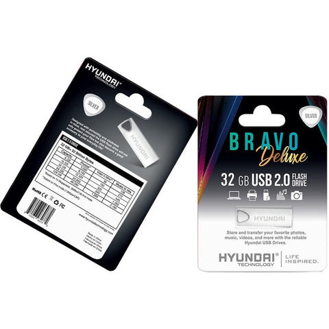 Hyundai Bravo Deluxe SILVER Keychain USB 2.0 Flash Drive 32GB Metal