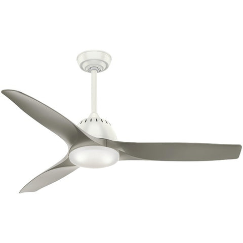 52" Wisp Fresh White Ceiling Fan with 3 Pewter Blades